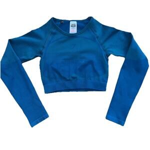 Gymshark Flex Long Sleeve Crop Top Y2K Blue X-Small A001415